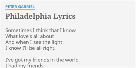 Peter Gabriel – Philadelphia Lyrics .